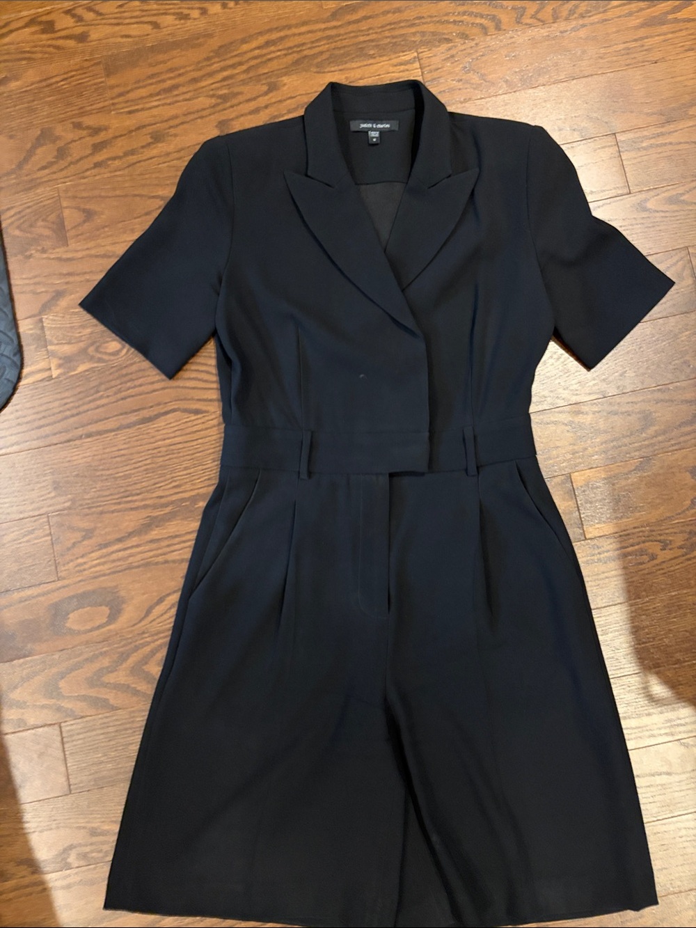 Judith & Charles Black Short-Sleeve Shorts Jumpsuit